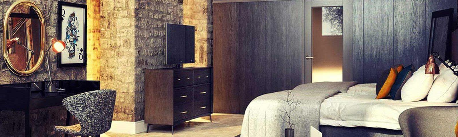 Interior of a hotel room.