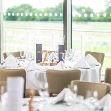 Hospitality table in the Paddock Pavilion Restaurant set up ready for afternoon racing guests.