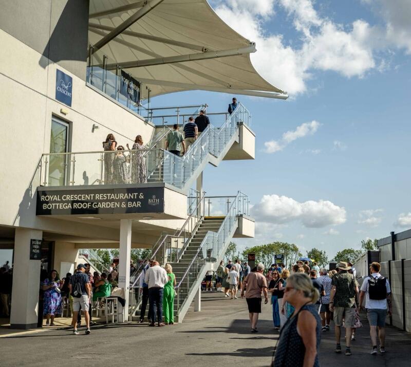 Some of the entrance ways to hospitality areas at Bath Racecourse