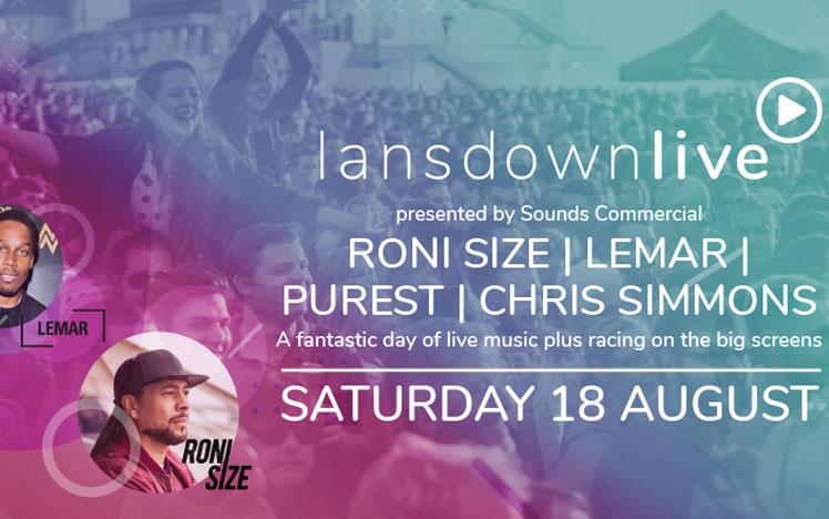Promotional banner for Lansdown Live at Bath Racecourse.