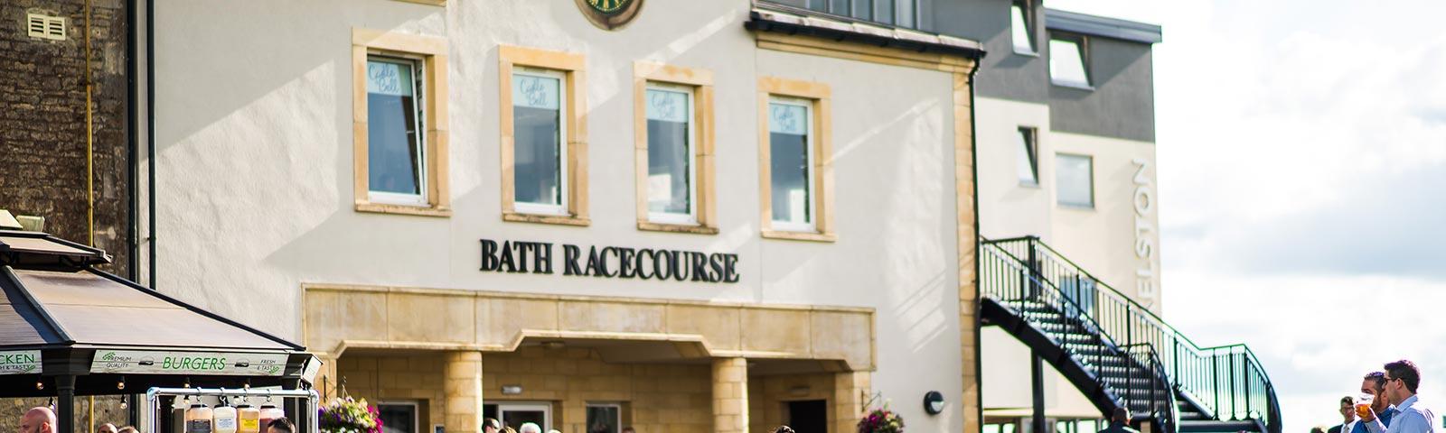 Main entrance to the Bath Racecourse grandstand.